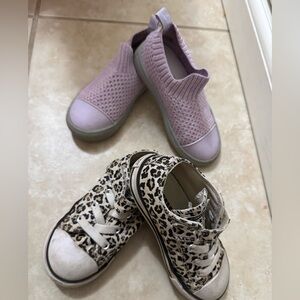 Stylish Kids Sneakers Bundle - Converse Leopard print & OpenEdit Flats Purple